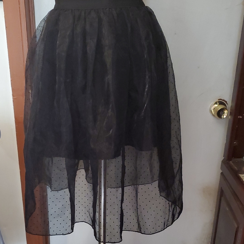 SHEIN Black Bubble High-Low Midi Tull Skirt Size 10 (Y)